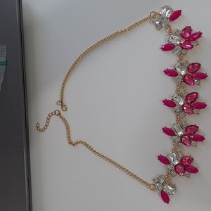 Fusia Pink and Silver statement necklace